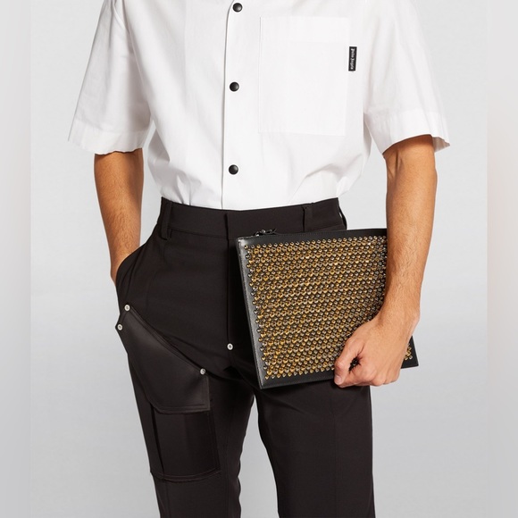 **SOLD** NWT CHRISTIAN LOUBOUTIN Black Spikes 'Pifpouch' Pouch - M039 - Picture 3 of 12
